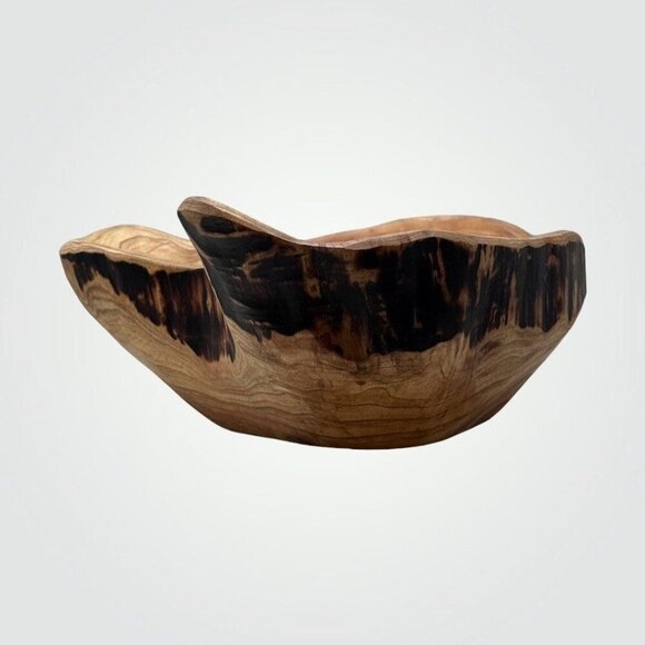 Shan Mu Wood Bowl Natural Live Edge Decorative Bowl Root Carved w Age Rings (M) - Picture 5 of 10